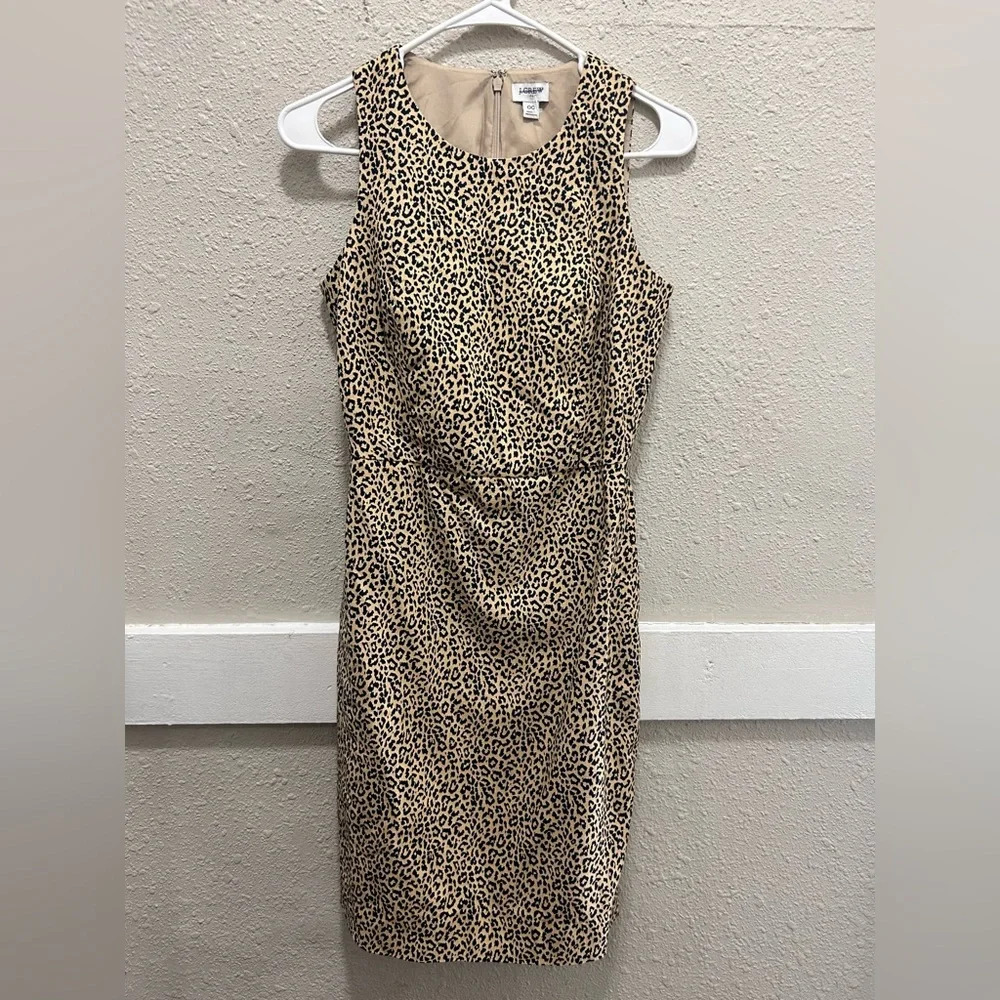 J.Crew Leopard Print Sleevless Sheath Dress Size 00